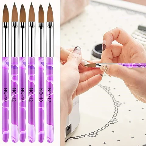 Crimped Acrylic Nail Art Brush Pink Handle Nail Art Tools Drawing Pen For Acrylic Nails