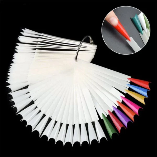 50pcs FRENCH-shaped Transparent Nail Colour Display Tips with Ring Nail Swatch Sticks Nail Polish Art Practice Tips Display Tools - Image 2