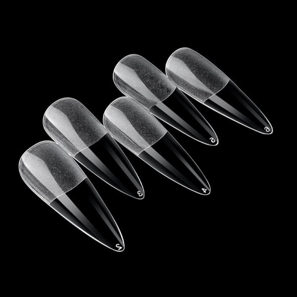 Stiletto Nail Tips Haf Matte Fake Nail Tips Press on Nails Pre-shape Full Cover Long Acrylic Stiletto Half Matte Clear Fake Nails - Image 3