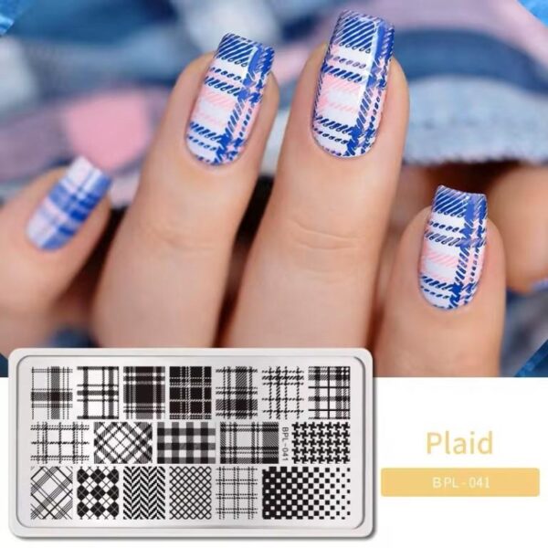 Nail Art Stamping Kit Lines Pattern Plate with 2 Stamping Polish and Stamper Scraper Tool For Nail art Stamping - Image 3