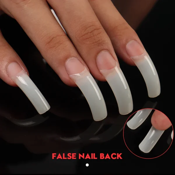 500Pcs Curved Natural and White Half Cover Nail Art Acrylic Artificial False Nail 10 Sizes Square Shape Acrylic Nail Tips Manicure Tools - Image 2