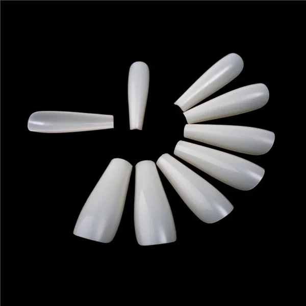 Full Cover Natural Coffin shape False Nail Tips Manicure Fake Nails Acrylic Nail Art Tips Full Nail Tips Acrylic Press on Fake Nails - Image 4