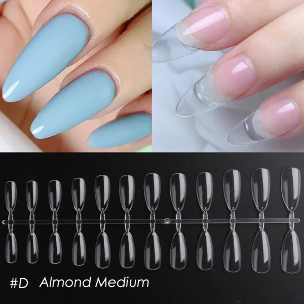 Almond Fake Nails 504Pcs Nail Tips, Acrylic Nail Kit Pre-Shaped Almond Press On Nails, Clear False Nail Extension Kit, Full Cover Soft Gel Nail Tips, Home Salon Nail Art Manicure Set, 12 Sizes - Image 6
