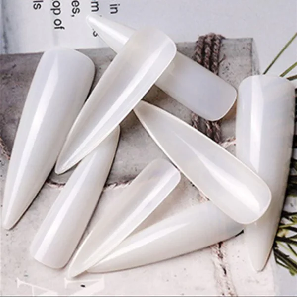 Long Stiletto Full Cover Nail Tips High Quality Natural Color Press On False Nails, Blank Fake Nails - Image 3