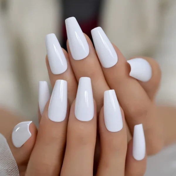 Full Cover Natural Coffin shape False Nail Tips Manicure Fake Nails Acrylic Nail Art Tips Full Nail Tips Acrylic Press on Fake Nails - Image 5