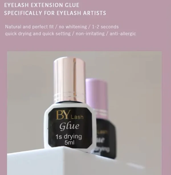 BY Eyelash Extension Glue, Extra Strong Professional Eyelash Glue, 1 Sec Drying time, 7-9 Weeks Retention, lash Extension Glue or Semi-Permanent Eyelash Extensions (0.17fl.oz / 5ml) - Image 3