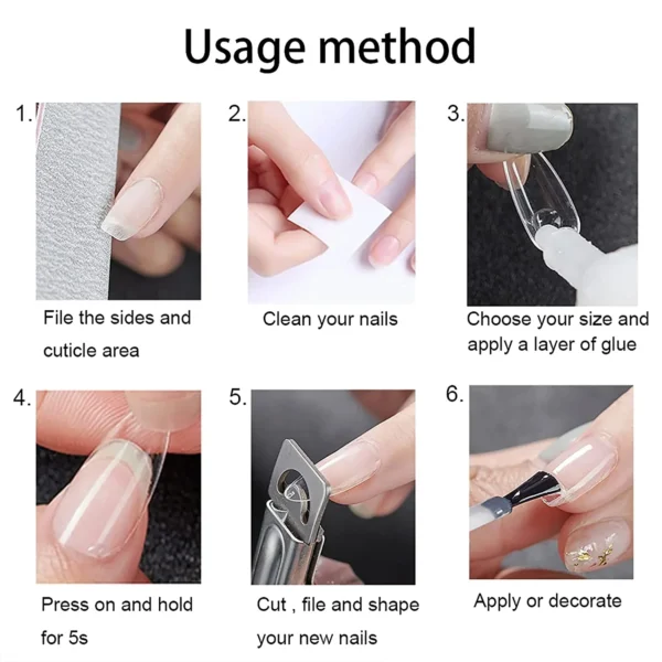 High Quality Square Fake Nail Tips - 600PCS Medium Square Shaped Clear Acrylic Nails Full Cover Press on Nails for DIY Nail Art, 10 Sizes - Image 3