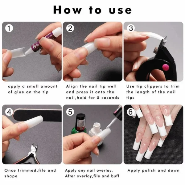 Nailcrafts C Curve Acrylic Half Cover Nail Tips white color French Nails Tips For Nail Art and Nail decoration - Image 5