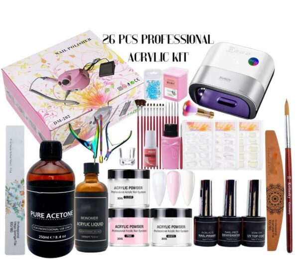 Nailcrafts  Professional Acrylic Nail Kit, Nails Kit Acrylic Set with Drill &uv lamp Nail Tips Acrylic Nail Brush, Acrylic Nail Art Decoration Tools Professional Manicure Set
