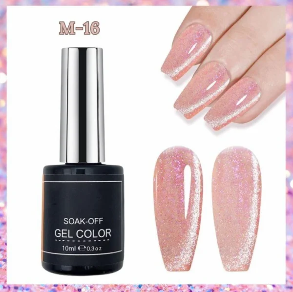Nailcrafts Pinkish Peach Cateye Gel Polish High Gloss glitter Soak Off UV Cat Eye Series Gel Nail Polish Art Manicure