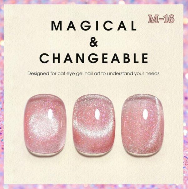 Nailcrafts Pinkish Peach Cateye Gel Polish High Gloss glitter Soak Off UV Cat Eye Series Gel Nail Polish Art Manicure - Image 2