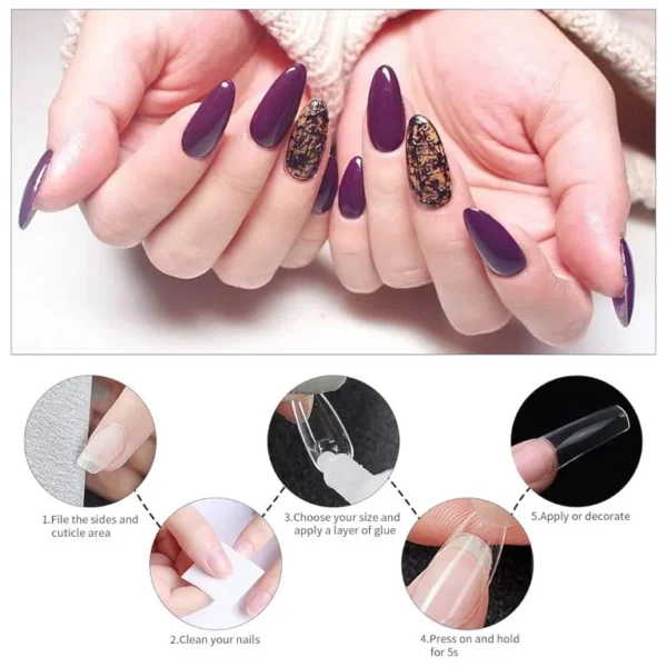 Full Cover Medium Almond False Nail Tips, 10 Sizes Manicure Fake Nails Acrylic Nail Art Tips for DIY Home Nail Salon Nail Design - Image 4