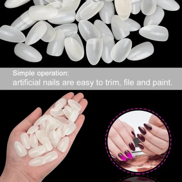 Full Cover Medium Almond False Nail Tips, 10 Sizes Manicure Fake Nails Acrylic Nail Art Tips for DIY Home Nail Salon Nail Design - Image 3