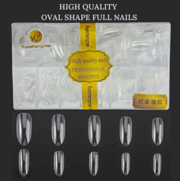 High Quality press on Nails 600pcs Oval Fake Nail Tips Full Cover False Nails Clear Press on Nails Acrylic Nail Tips, 10 Sizes - Image 2