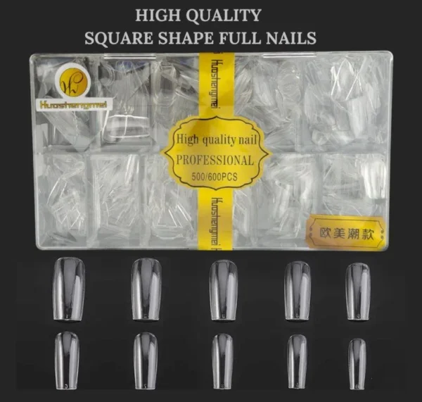 High Quality Square Fake Nail Tips - 600PCS Medium Square Shaped Clear Acrylic Nails Full Cover Press on Nails for DIY Nail Art, 10 Sizes