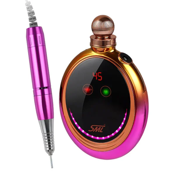 Professional Nail Drill Machine - 2-In-1 Cordless Electric Nail File - Rechargeable, Portable, 45000 RPM, HD Display - Perfect For Salon & Home Use (Unicorn Pink Blue) - Image 3