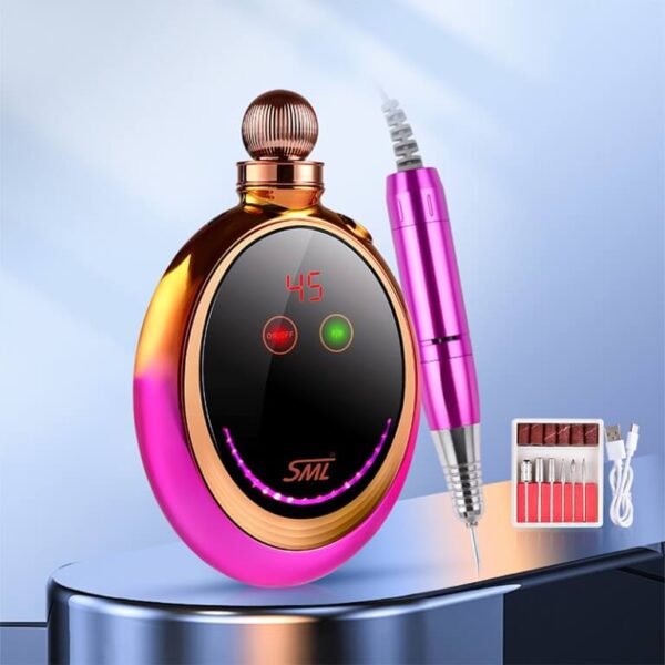 Professional Nail Drill Machine - 2-In-1 Cordless Electric Nail File - Rechargeable, Portable, 45000 RPM, HD Display - Perfect For Salon & Home Use (Unicorn Pink Blue) - Image 4