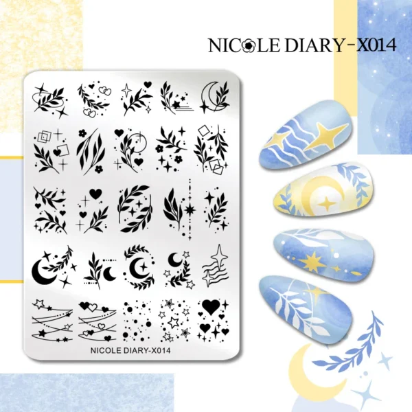 NICOLE DIARY Nail Art Stamping Plate Black Snake Line Drawing Template Animal Butterfly Flower Leaf Stamp Nail Mold Stencil Tool - Image 4