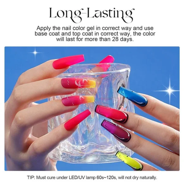 ROSALIND 6PCS SET Soak Off UV LED Neon Color Bright Colored Series Nail Gel For Nail Art Design For Manicure - Image 4
