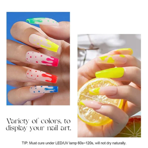 ROSALIND 6PCS SET Soak Off UV LED Neon Color Bright Colored Series Nail Gel For Nail Art Design For Manicure - Image 3
