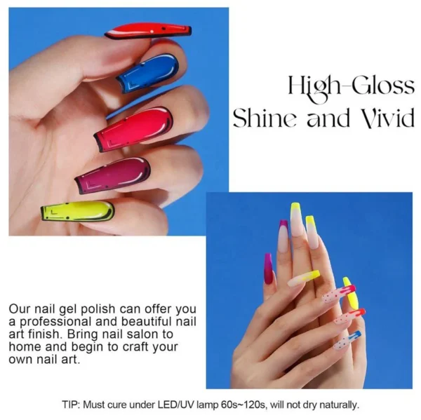 ROSALIND 6PCS SET Soak Off UV LED Neon Color Bright Colored Series Nail Gel For Nail Art Design For Manicure - Image 2