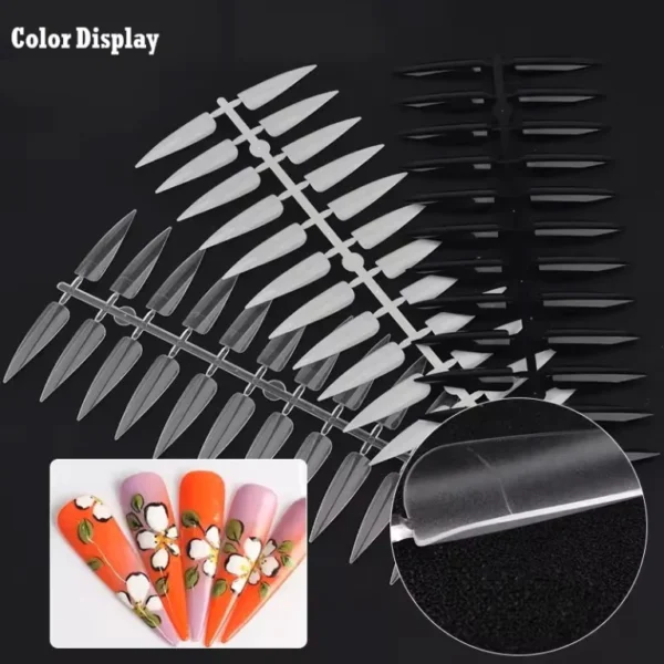 120pcs Long Stiletto Nails Color Swatch Practice Palette Sharp False Nail Art Tips Acrylic Salon Natural Clear Display Board - Image 6