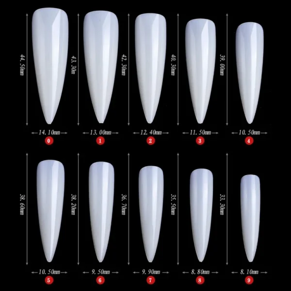 Long Stiletto Full Cover Nail Tips High Quality Natural Color Press On False Nails, Blank Fake Nails - Image 7