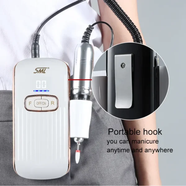 SML M11 Rechargeable Manicure Pedicure Nail Drill High Quality Nail Drill Machine With 6 Replacement Drill Bits - Image 3