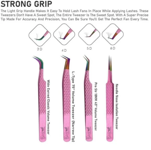 BLINK Professional Fiber Tip Tweezers for Lash Extensions. Craft Perfect Lashes Fans with Strong Grip Narrow L-Type 75? Mega Volume Eyelash Tweezers. Anti-Slip & Easy on Hands Nano Tip Lash Tweezers - Image 2