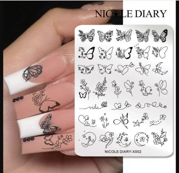 NICOLE DIARY Rectangle Nail Stamping Plates Stainless Steel Young Girl Nail Art Stamp Stencils - Image 2