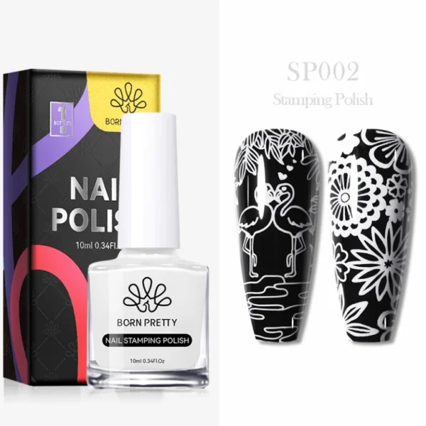BORN PRETTY 1 Bottle 10ml Nail Stamping Polish Gold Silver Black White Color Nail Printing Polish - Image 7