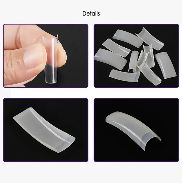 500PCS 10 Sizes French Square Fake Nails Tips Half Cover Resin Clear Natural Artificial False Acrylic Nails Tips Manicure Nail Art Tip - Image 4