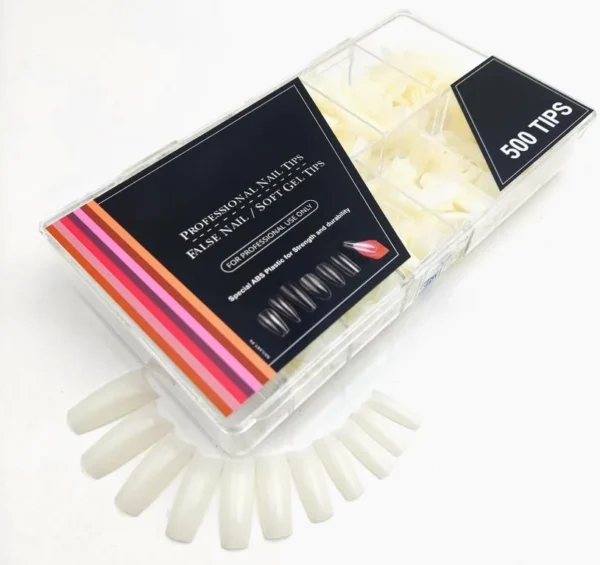 Nailcrafts C Curve Acrylic Nail Half Cover Tips Box Natural Color For Nail extension and Nail art decoration