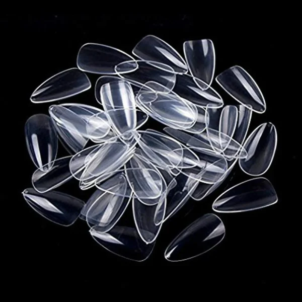 Almond Shaped Nails Full Cover False Nail Tips with Clear Plastic Pouch Nail Extensions (Clear) - Image 3
