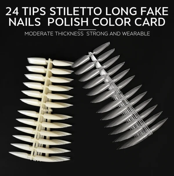 120pcs Long Stiletto Nails Color Swatch Practice Palette Sharp False Nail Art Tips Acrylic Salon Natural Clear Display Board - Image 4