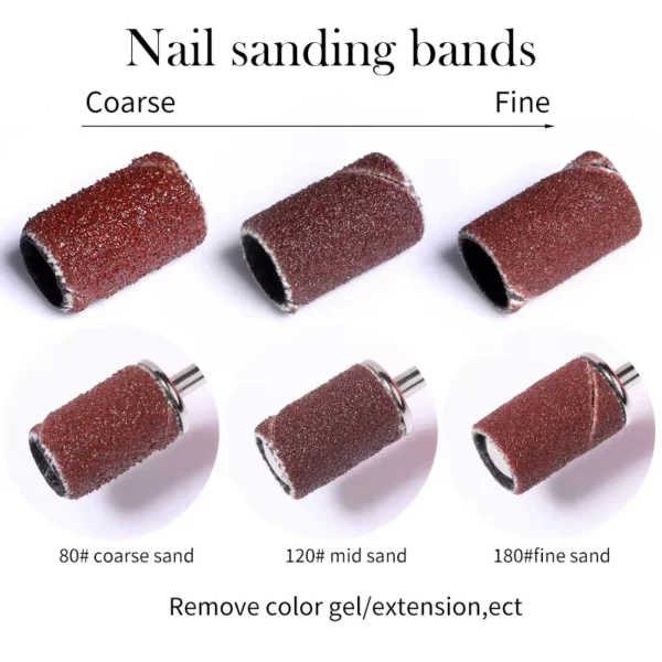 100PCS Nail Art Sanding Bands for Manicure & Pedicure Durable Nail Drill Sanding Bands for Salon and Home Use. - Image 2