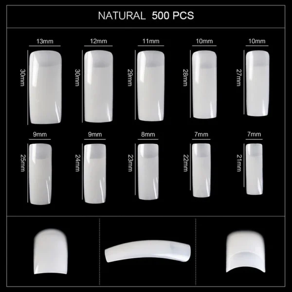 500 Tips Kit False Nails Full & Half 2 IN 1 French Acrylic ABS Tips Pack For Manicure C Smile 10 Sizes Acrylic tips For Manicure And Nail art - Image 4