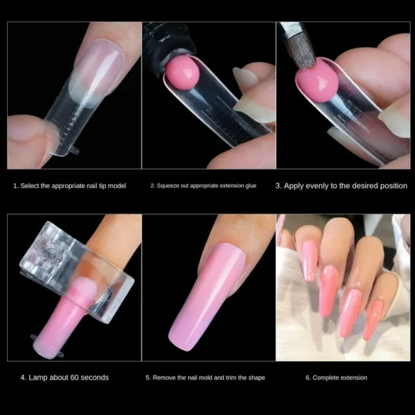 Dual Nail Forms,Long Ballet Extension Polygel Nail Forms Full Cover Nail Molds 12 Sizes for Solid Nail Gel Glue Nail Art Design (Extra Long Ballet) - Image 3