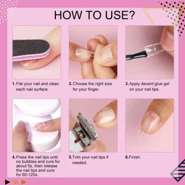 GELX KIT All-In-1 Nail Kit with 10ML Gel X Nail UV Glue, 240PCS Gel Nail Box Acrylic Nail Tips For Nail art and Manicure - Image 4