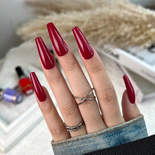Nailcrafts Gel Nail Polish Blood Red Gel Polish Dark Red Nail Gel Polish 12ML Soak Off U V Nail Gel DIY Manicure Salon and Home for Women - Image 2