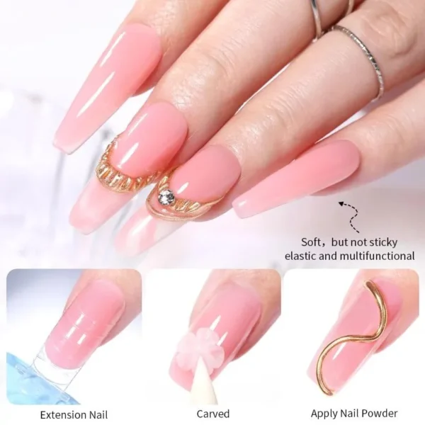 Born Pretty Glitter Non Stick Hand Extension Nail Gel Carving Flower Builder Nail Gel Multifaction Gel Nail Art For Manicure - Image 2