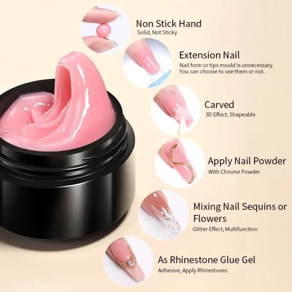 Born Pretty Glitter Non Stick Hand Extension Nail Gel Carving Flower Builder Nail Gel Multifaction Gel Nail Art For Manicure - Image 3