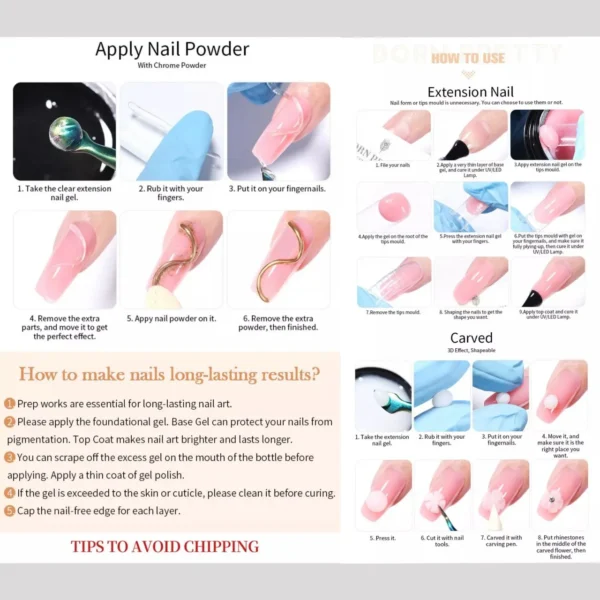 BORN PRETTY 15ml Non Stick Hand Extension Nail Gel Polish Long Lasting Gel Nail Art Manicure Durable Nail Extensions - Image 2
