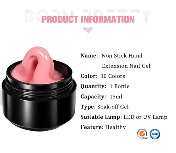 BORN PRETTY 15ml Non Stick Hand Extension Nail Gel Polish Long Lasting Gel Nail Art Manicure Durable Nail Extensions - Image 8