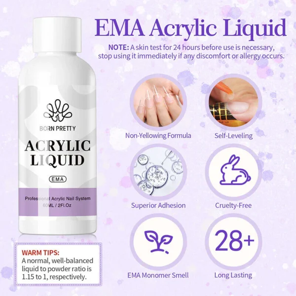 Born Pretty EMA Monomer Acrylic Liquid (60ml) professional Acrylic System For Manicure Nailart - Image 6