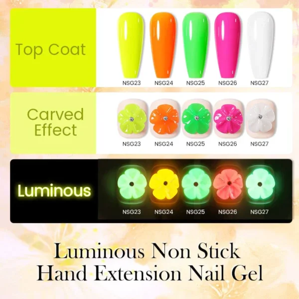 BORN PRETTY 15ml Glow in Dark Luminous Non Stick Hand Extension Nail Gel Luminous Nail Art Manicure Extension Nail Gel Polish UV Gel Extend - Image 3