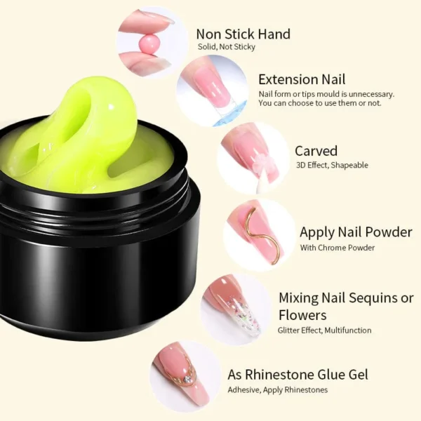 BORN PRETTY 15ml Glow in Dark Luminous Non Stick Hand Extension Nail Gel Luminous Nail Art Manicure Extension Nail Gel Polish UV Gel Extend - Image 7