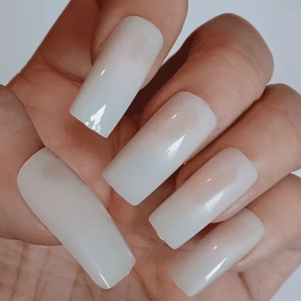Natural Full Cover Nails - Fake Nails Square Shape Acrylic Nails False Nail Tips with Case for Nail Salon and DIY Nail Art, 10 Sizes - Image 3