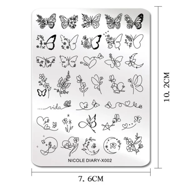 NICOLE DIARY Rectangle Nail Stamping Plates Stainless Steel Young Girl Nail Art Stamp Stencils - Image 3