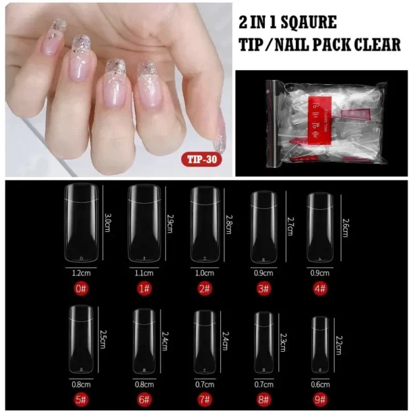 500 Tips Kit False Nails Full & Half 2 IN 1 French Acrylic ABS Tips Pack For Manicure C Smile 10 Sizes Acrylic tips For Manicure And Nail art - Image 7